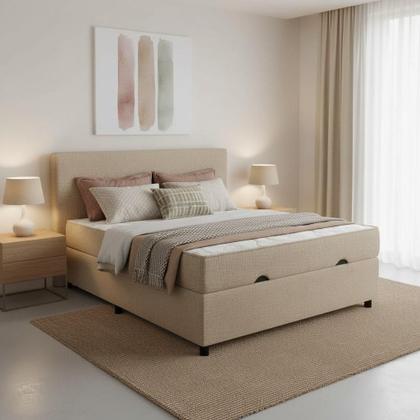 Imagem de Cama Box Casal com Colchão Embutido e Baú com Pistão a Gás