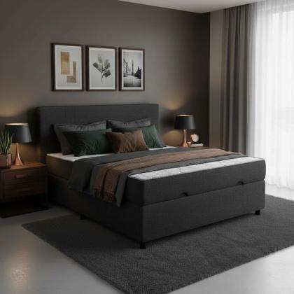 Imagem de Cama Box Casal com Colchão Embutido e Baú com Pistão a Gás