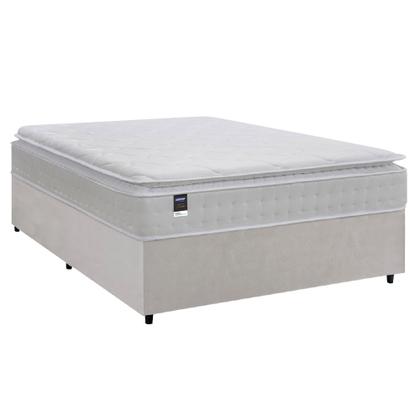 Imagem de Cama Box Casal Queen Colchão Molas Ensacadas Gazin Com Pillow Tower New 158x198x73cm Branco