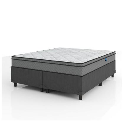 Imagem de Cama Box Casal Queen Colchão Molas Ensacadas Mirage 158x198x62cm Cinza/Branco Umaflex