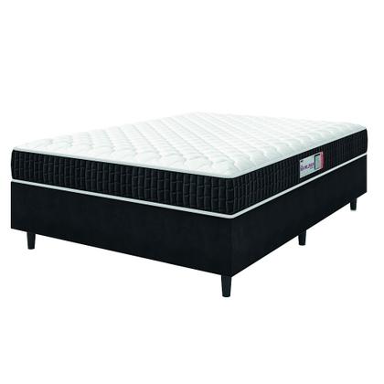 Imagem de Cama Box Colchão Casal Espuma D33 New Millenium 138x188x57cm Preto / Branco Hellen - Suporta até 120kg por Pessoa