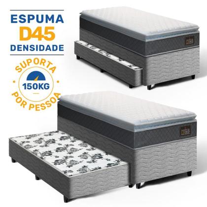Imagem de Cama Box com Colchão de Espuma D45 Pillow Top Fort Comfort com Auxiliar de Espuma Unique Solteiro 88 cm