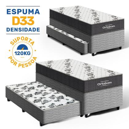 Imagem de Cama Box Com Colchão Ortobom de Espuma D33 Airtech 100 Auxiliar de Espuma Unique Solteiro 88 cm