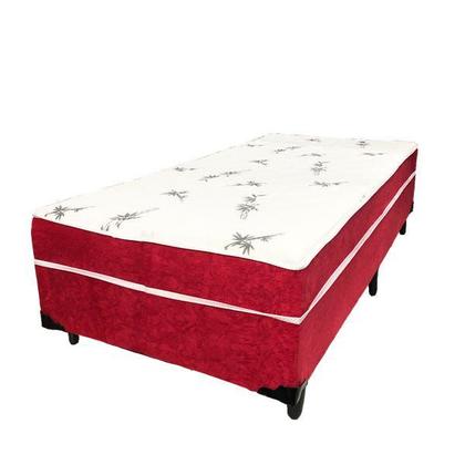 Imagem de Cama Box Conjugado Ortopédico Solteiro Suede Vermelho 78 X 188 X 40