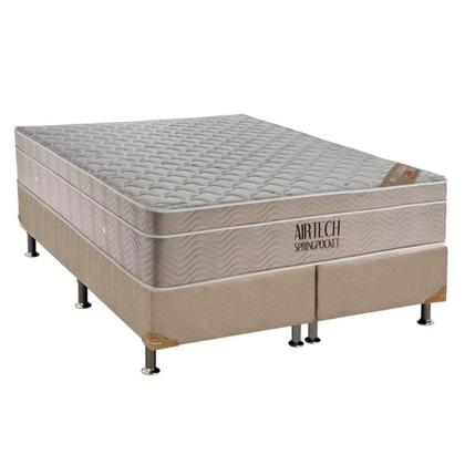 Imagem de Cama Box Queen: Colchão Molas Ensacadas Ortobom SuperPocket Fort Airtech Spring + Base CRC Suede White(158x198)