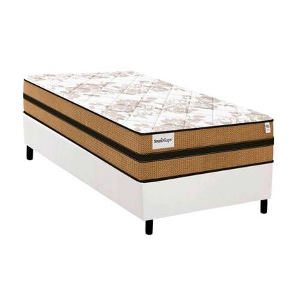 Imagem de Cama Box Solteiro: Colchão Molas MasterPocket Ensacadas Plumatex Smart Milano + Base CRC Courano White (88x188)