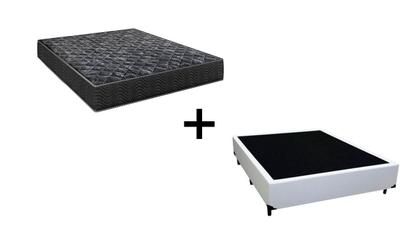 Imagem de Cama Box Viúva 128 Tecido Sintético Branco com Colchão Lisboa Espuma D28 Preto Bello Box