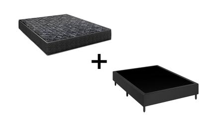Imagem de Cama Box Viúva 128 Tecido Sintético Preto com Colchão Lisboa Espuma D28 Preto - Bello Box