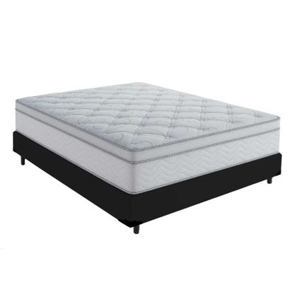 Imagem de Cama Box Viúva 128 Tecido Sintetico Preto Com Colchão Toronto Molas Ensacadas Branco D33
