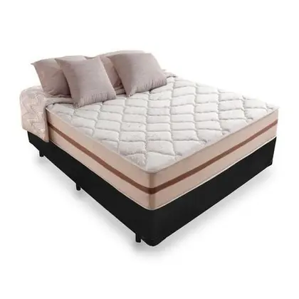 Imagem de Cama Box Viúva Tecido Sintético Preto com Colchão Pillow Angel - Bello Box - Molas Ensacadas 62x128x188