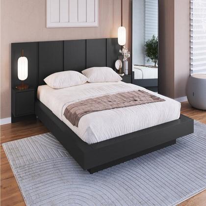 Imagem de Cama Casal Queen Suspensa, Cabeceira e Mesas de Apoio 140/160 Zurique