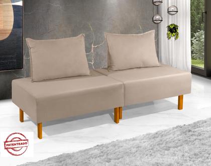 Imagem de Cama Dobrável Com Encosto Para Camping Sofá Cama Portátil Acomodar Visitas, Viagens Bege Envio Imediato