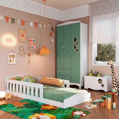 Imagem de Cama Infantil com Guarda Roupa 3 Portas e Caixa Organizadora