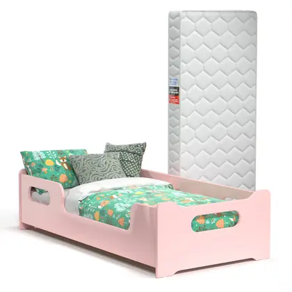 Imagem de Cama Infantil Montessoriana Encanto Com Colchão E Proteção Lateral Para Quarto De Criança