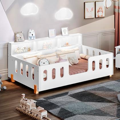 Imagem de Cama Infantil Montessoriana Led Nina com Nicho - Branco