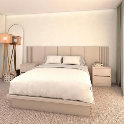 Imagem de Cama Queen e Cabeceira c/ 2 Mesas e 2 Gavetas MDF Sob Medida