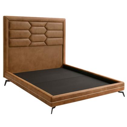 Imagem de Cama Queen Pés Ferro Otto com Cabeceira Roma Corano Caramelo Bouclé Off White - Nexta Casa