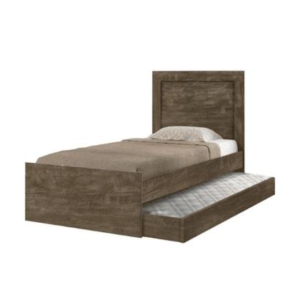 Imagem de Cama Solteiro Cambel Luara com Auxiliar Castanho Wood