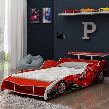 Imagem de Cama Solteiro Infantil Gelius Carro Fórmula 1 Vermelho