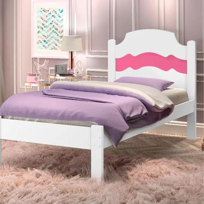 Imagem de Cama Solteiro Iris 088 Branco Brilho- Azul/Rosa Flex