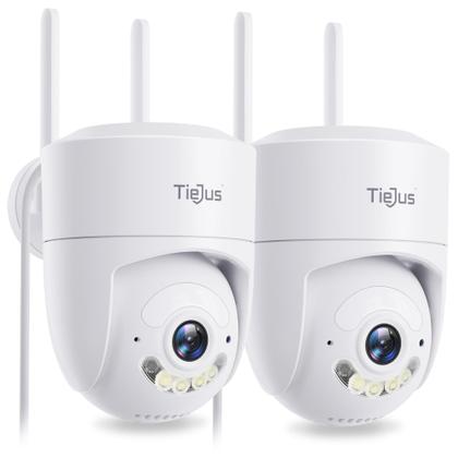 Imagem de Câmera de segurança TIEJUS 5G/2,4G WiFi 2K 360 PTZ Outdoor, pacote com 2 unidades