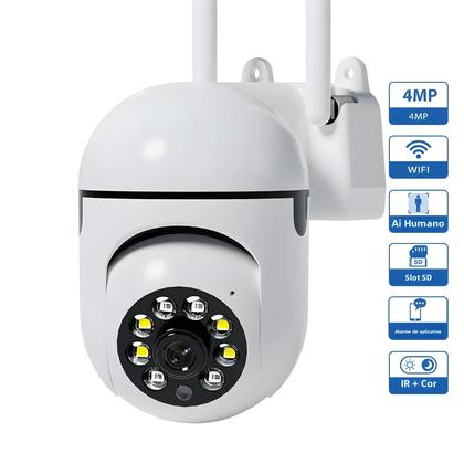 Imagem de Câmera De Vigilância PTZ Sem Fio 4MP Wifi Externa Com Rastreamento Humano Áudio Bidirecional Visão