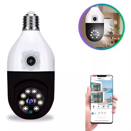 Imagem de Câmera Lâmpada Dupla Lente Giratória para Monitoramento 360º