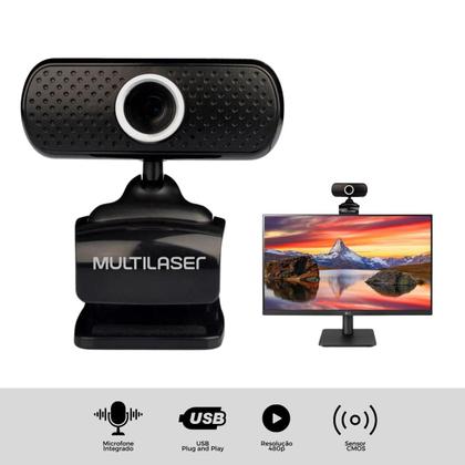 Imagem de Câmera Web Multilaser Wc051 Sd 30fps Cor Preto