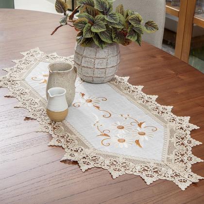 Imagem de Caminho de Mesa Floral Bordado Macau 40x180cm Jolitex