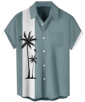 Imagem de Camisa de boliche CURBODO estilo havaiano retrô para homens 3XL