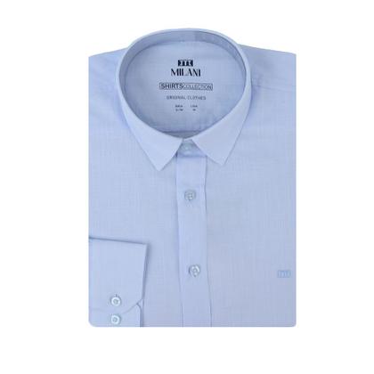 Imagem de Camisa Masculina Milani ML Slim Lisa Azul Claro - 83022