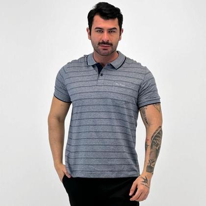 Imagem de Camisa Polo Pierre Cardin Listrada com Bolso Manga Curta Masculina