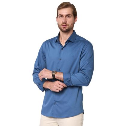 Imagem de Camisa Social Manga Longa Masculina Sem Bolso Luxuosa Slim
