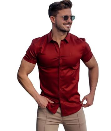 Imagem de Camisa Social  Masculino Slim Fit Premium Manga Curta