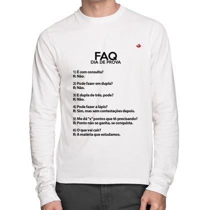 Imagem de Camiseta Algodão FAQ Dia de Prova Manga Longa - Foca na Moda