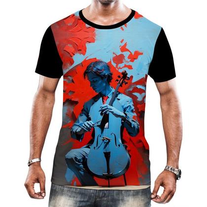 Imagem de Camiseta Camisa Tshirt Instrumento Corda Violoncelo Arte 4