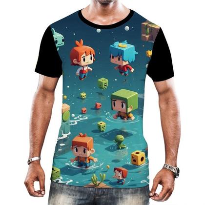 Imagem de Camiseta Camisa Tshirt Jogo Quadrado de Blocos Mineração 4