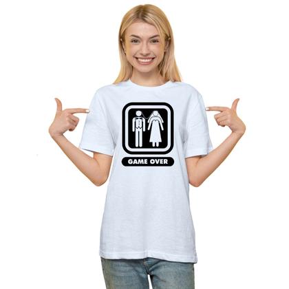 Imagem de Camiseta Casamento Game Over Camisa Personalizada Blusa Adulto Algodão com Poliéster