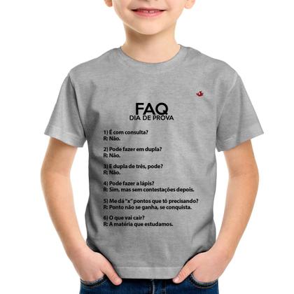 Imagem de Camiseta Infantil FAQ Dia de Prova - Foca na Moda