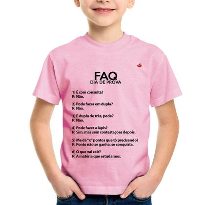 Imagem de Camiseta Infantil FAQ Dia de Prova - Foca na Moda