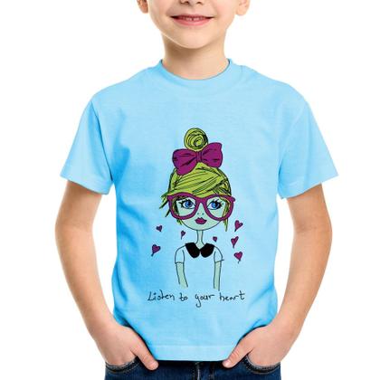Imagem de Camiseta Infantil Listen to your heart - Foca na Moda