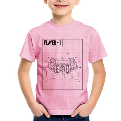 Imagem de Camiseta Infantil Player 1 Controle Joystick - Foca na Moda