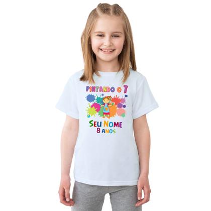 Imagem de Camiseta Pintando o 7 Presente Menina Camisa Personalizada Blusa Infantil e Juvenil Algodão com Poliéster