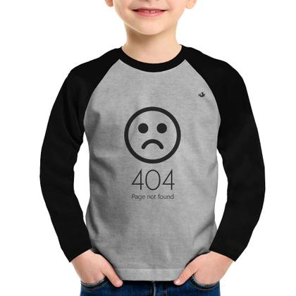 Imagem de Camiseta Raglan Infantil 404 Page not found Manga Longa - Foca na Moda