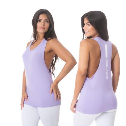 Imagem de Camiseta Regata Feminina Cavada Academia Power Emotion Lilas