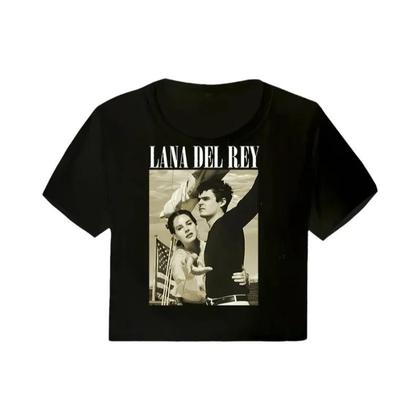 Imagem de Camiseta Vintage Cropped Harajuku Feminina De Manga Curta Com Gráficos De Navegação Lana Del Rey Ldr