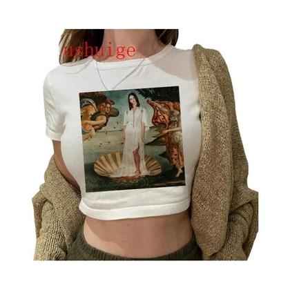 Imagem de Camiseta Vintage Cropped Harajuku Feminina De Manga Curta Com Gráficos De Navegação Lana Del Rey Ldr
