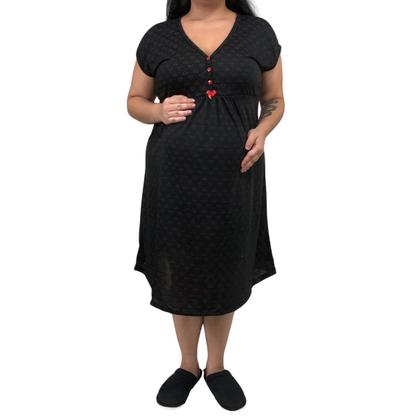Imagem de Camisola Plus Size Linda Gestante Amamentação e Pós Parto Corações