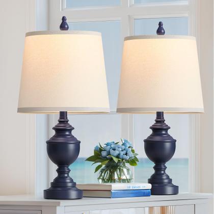 Imagem de Candeeiros de mesa PARTPHONER Retro, conjunto de 2 com tons de branco, azul