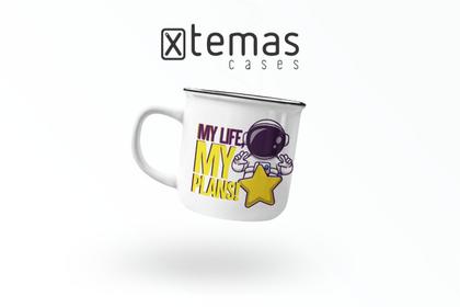 Imagem de Caneca astronauta geek retrô esmaltada de aluminio